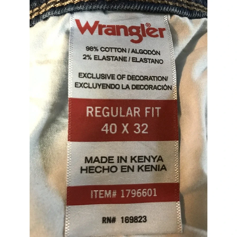 2- Wrangler Men's Classic W Back Pockets 5 Pocket Jeans Cotton Regular Fit 40x32